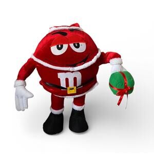 Christmas Large Rare Collectible 22” Plush Standing Santa M&M Guy With Present